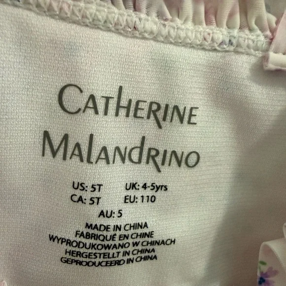 5T Catherine Malandrino Pink Floral Girls One-Piece Swimsuit - Picture 3 of 4